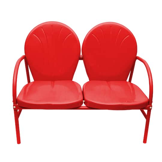 Red Retro Metal Tulip 2-Seat Double Chair Set